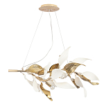 Люстра подвесная с декоративными белыми и золотыми листьями на текстурном основании Wintery flovers варинант исполнения - 1 | Loft Concept в Саратове