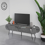 ТВ-тумба серая с 2-мя откидными дверцами и 2-мя открытыми полками CAPSULE TV STAND RETRO GREY варинант исполнения - 2 | Loft Concept в Саратове