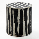 Приставной круглый столик с инкрустацией Black and White Geometry Stool варинант исполнения - 1 | Loft Concept в Саратове