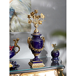 Подсвечник из темно-синего фарфора с бронзовыми элементами и цветами Eden Garden варинант исполнения - 2 | Loft Concept в Саратове