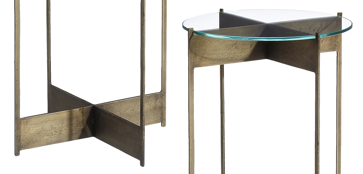 Круглый приставной столик со стеклянной столешницей Lochlan Side Table Круглый приставной столик со стеклянной столешницей Lochlan Side Table - Loft-Concept в Саратове