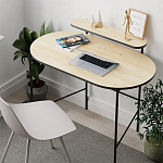 Стол письменный овальной формы с полкой LOUB WORKING TABLE BLACK OAK варинант исполнения - 5 | Loft Concept в Саратове