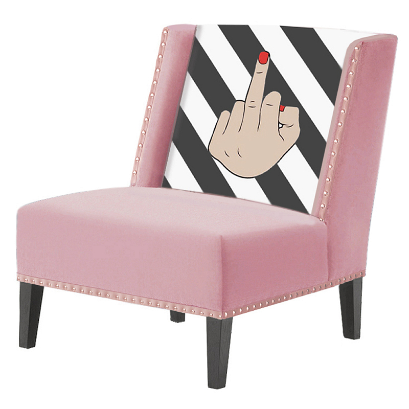 FUN Armchair "fuck off" pink  Дизайнерское кресло с цветным принтом Розовый пастельный в Саратове | Loft Concept 