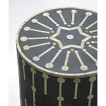 Приставной круглый столик с инкрустацией Mandika Bone Inlay Gray варинант исполнения - 1 | Loft Concept в Саратове