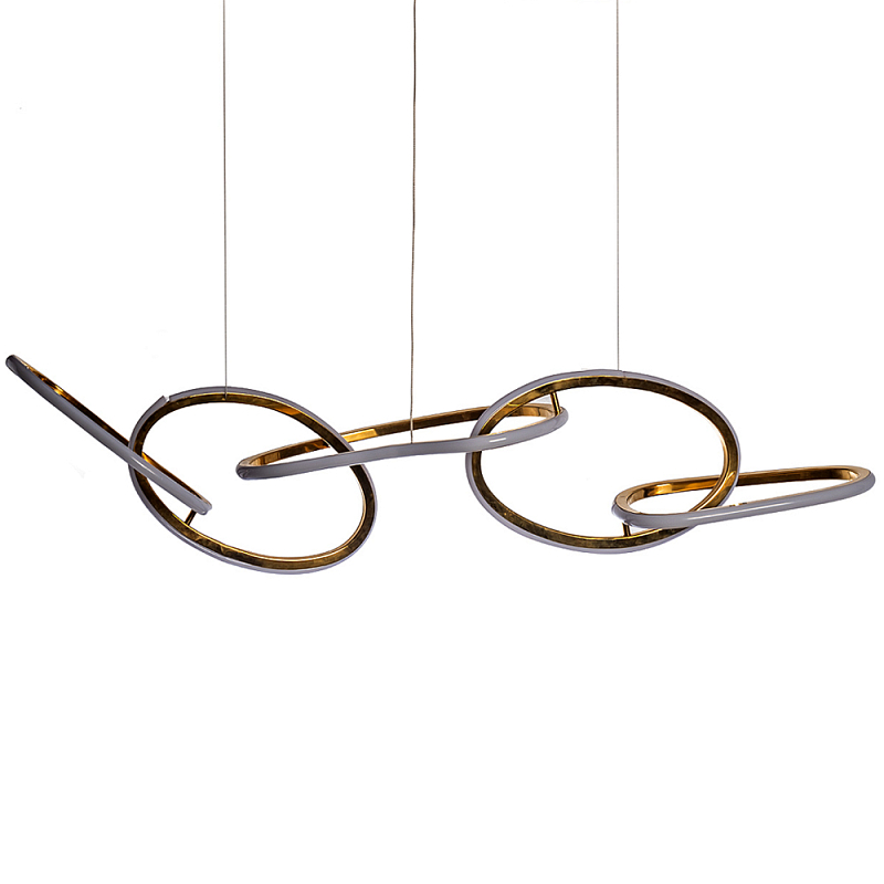 Люстра подвесная золотая в форме изогнутых колец Curved Rings Золотой в Саратове | Loft Concept 