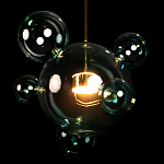 Подвесной светильник с прозрачными бирюзовыми стеклянными шарами и золотыми деталями Диаметр 46 Giopato & Coombes варинант исполнения - 4 | Loft Concept в Саратове