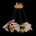 Люстра круглая на золотом каркасе с птичками и цветочным декором Miscellaneous herbs варинант исполнения - 5 | Loft Concept в Саратове