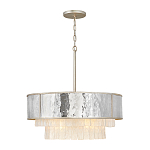 Люстра круглая с подвесками из текстурированного стекла молочного цвета Hinkley варинант исполнения - 2 | Loft Concept в Саратове