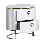 Тумбочка белая овальная с мраморной столешницей Thoroughbass варинант исполнения - 2 | Loft Concept в Саратове