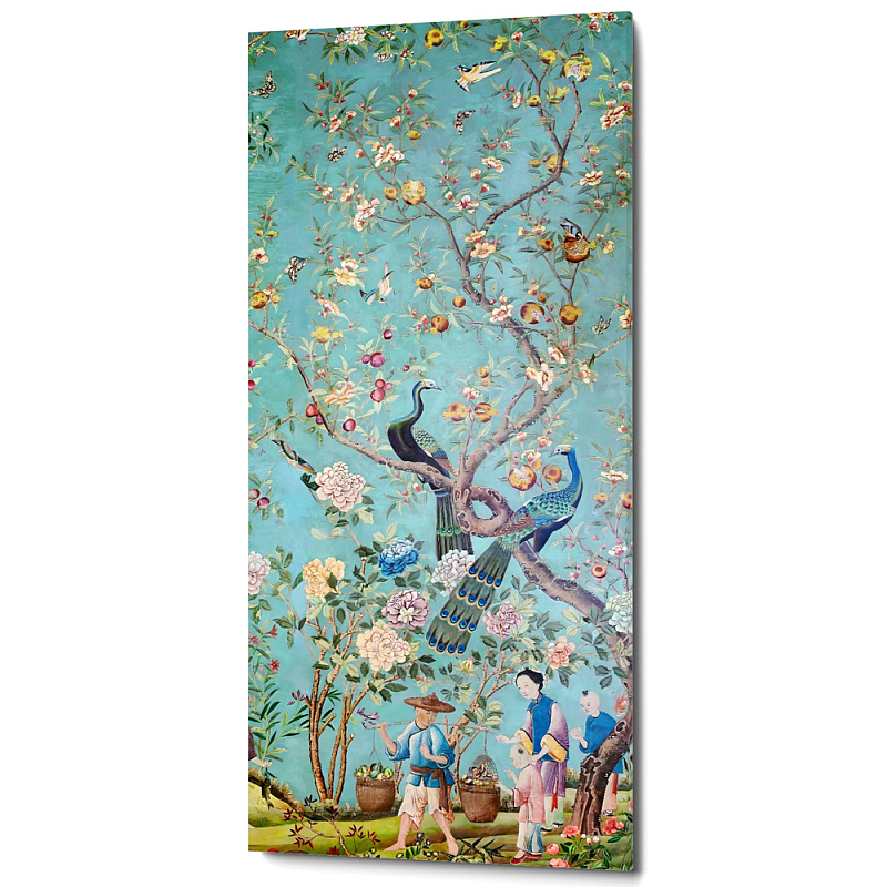 Постер на холсте в стиле шинуазри с изображением сада Chinoiserie Imperial Garden Peacocks on a Tree Бирюзовый Мульти Постер на холсте в стиле шинуазри с изображением сада Chinoiserie Imperial Garden Peacocks on a Tree Бирюзовый Мульти в Саратове | Loft Concept
