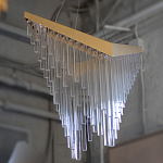 Люстра золотого цвета в форме галочки с каскадом длинных прозрачных трубок Eurofase варинант исполнения - 14 | Loft Concept в Саратове