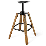 Барный стул со спинкой и металлической подставкой на 4-х деревянных ножках Коричневый Велюр Vendramin Chair варинант исполнения - 5 | Loft Concept в Саратове