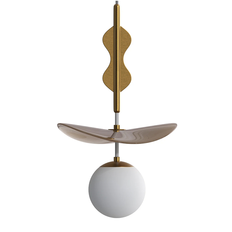 Подвес Bloomy 2 Бежевый Белый Латунь в Саратове | Loft Concept 