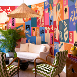 Обои ручная роспись в стиле Арт-деко Jazz Original colourway on painted silk with embroidery варинант исполнения - 1 | Loft Concept в Саратове