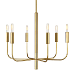 Люстра с 6-ю лампами на тонких изогнутых рожках в современном стиле Feiss варинант исполнения - 1 | Loft Concept в Саратове