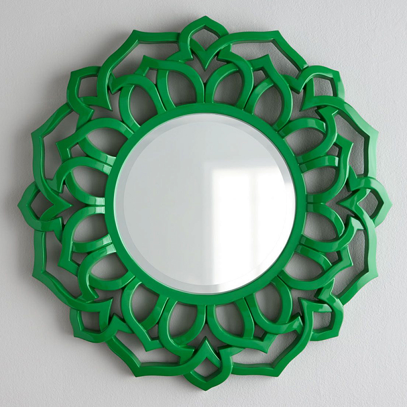 Зеркало круглое в ажурной зеленой раме Green Floral Pattern Зеленый Зеркало круглое в ажурной зеленой раме Green Floral Pattern Зеленый в Саратове | Loft Concept