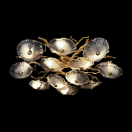 Потолочная люстра круглая ветвистыми бронзовыми элементами и стеклянными рифлеными дисками Textured Glass Chandelier варинант исполнения - 4 | Loft Concept в Саратове