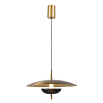 Подвесной светильник с золотым металлическим плафоном округлой формы и декоративным элементом из чёрного мрамора Midnight Grace  варинант исполнения - 1 | Loft Concept в Саратове