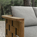 Дизайнерский уличный диван из массива дерева с плетеной спинкой PALINFRASCA Sofa варинант исполнения - 9 | Loft Concept в Саратове