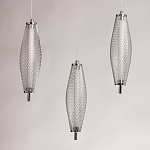 Люстра круглая каскадня с 5-ю плафонами из металлической сетки Mesh Lampshade Lighting варинант исполнения - 6 | Loft Concept в Саратове