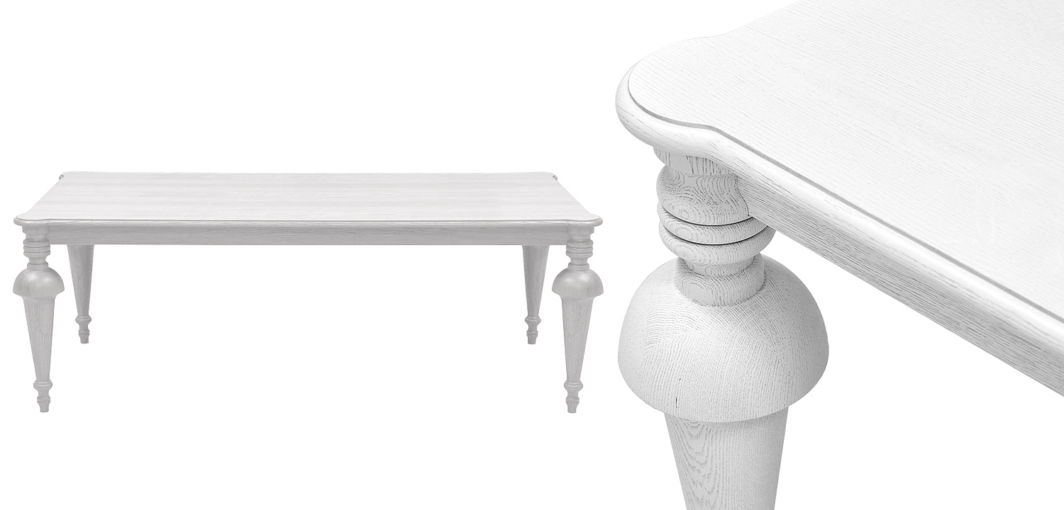Обеденный деревянный стол Kelise White Dinner Table Белый Обеденный деревянный стол Kelise White Dinner Table Белый - Loft-Concept в Саратове