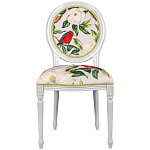 Стул светло-серый из натурального бука с изображением птиц и цветов Blooming Birds Red  варинант исполнения - 1 | Loft Concept в Саратове