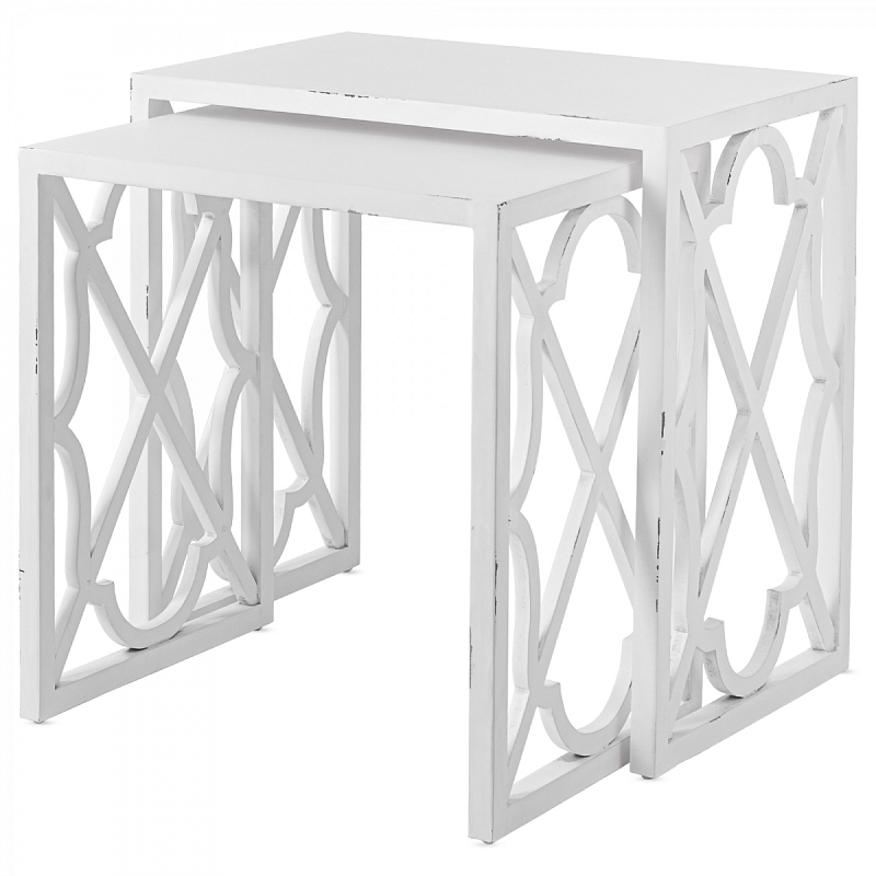 Комплект столиков Tommy Bahama Stovell Ferry Nesting Tables Белый винтажная патина Комплект столиков Tommy Bahama Stovell Ferry Nesting Tables Белый винтажная патина в Саратове | Loft Concept