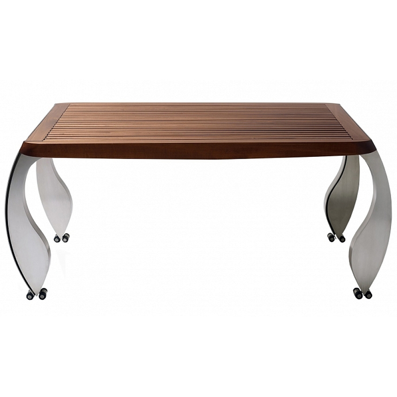 Дизайнерский раздвижной обеденный стол Poltronova Split Dining Table Коричневый Хром Дизайнерский раздвижной обеденный стол Poltronova Split Dining Table Коричневый Хром в Саратове | Loft Concept