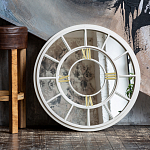 Зеркало настенное в белой металлической раме в виде часов Mirror Tower Clock варинант исполнения - 4 | Loft Concept в Саратове