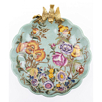 Блюдо из голубого фарфора с бронзовой птичкой Blue Garden варинант исполнения - 2 | Loft Concept в Саратове