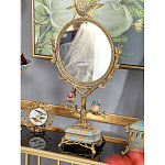 Зеркало с бронзовой подставкой в виде дерева и фарфоровыми птичками на голубом основании Eden Garden варинант исполнения - 4 | Loft Concept в Саратове