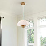 Подвесной светильник золотого цвета с полусферическим опаловым плафоном и декоративным элементом Elstead Lighting варинант исполнения - 7 | Loft Concept в Саратове