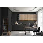 Черный матовый кухонный гарнитур с фасадом под дерево Renart Kitchen Set варинант исполнения - 3 | Loft Concept в Саратове