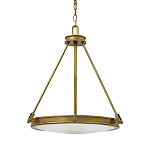 Люстра подвесная цвета латунь с плоским круглым матовым стеклянным плафоном на цепи Hinkley варинант исполнения - 1 | Loft Concept в Саратове