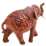 Статуэтка из дерева суар в виде слона в традиционном облачении Elephant in blanket варинант исполнения - 2 | Loft Concept в Саратове