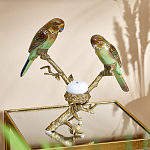 Подсвечник с двумя попугаями из фарфора на бронзовой ветке Eden Garden варинант исполнения - 1 | Loft Concept в Саратове