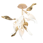 Люстра потолочная с белыми матовыми и золотыми глянцевыми листьями Wintery flovers варинант исполнения - 2 | Loft Concept в Саратове