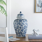 Ваза с крышкой и бело-синим цветочным узором Blue & White Ornament  варинант исполнения - 8 | Loft Concept в Саратове