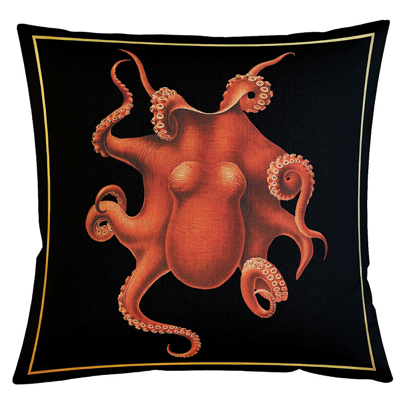 Декоративная подушка Red Octopus Бежевый Черный Красный Декоративная подушка Red Octopus Бежевый Черный Красный в Саратове | Loft Concept