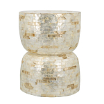 Приставной столик с мозаичным рисунком из раковин устриц Bone Inlay варинант исполнения - 2 | Loft Concept в Саратове