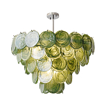 Люстра из зеленых стеклянных дисков с перламутровым эффектом Green Glowing Glaze варинант исполнения - 1 | Loft Concept в Саратове