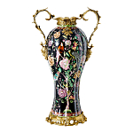 Ваза из фарфора черная с цветочной росписью и бронзовыми элементами Spring Garden варинант исполнения - 1 | Loft Concept в Саратове