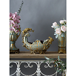 Чаша голубого цвета с оранментом и и бронзовыми фигурами леопардов Eden Garden варинант исполнения - 5 | Loft Concept в Саратове