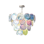 Люстра с каскадом из круглых разноцветных стеклянных дисков Mother of Pearl Iridescence варинант исполнения - 4 | Loft Concept в Саратове