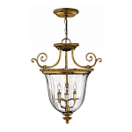 Люстра подвесная цвета латунь с прозрачным стеклянным плафоном и тремя лампами в классическом стиле на цепи Hinkley варинант исполнения - 2 | Loft Concept в Саратове
