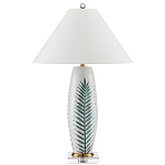 Настольная лампа овальная с тропическим принтом Stylized Aalm Leaves Motif варинант исполнения - 4 | Loft Concept в Саратове