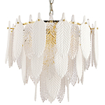 Люстра с декором из рельефного стекла в виде перьев Abelia Feather Chandelier 10 варинант исполнения - 1 | Loft Concept в Саратове