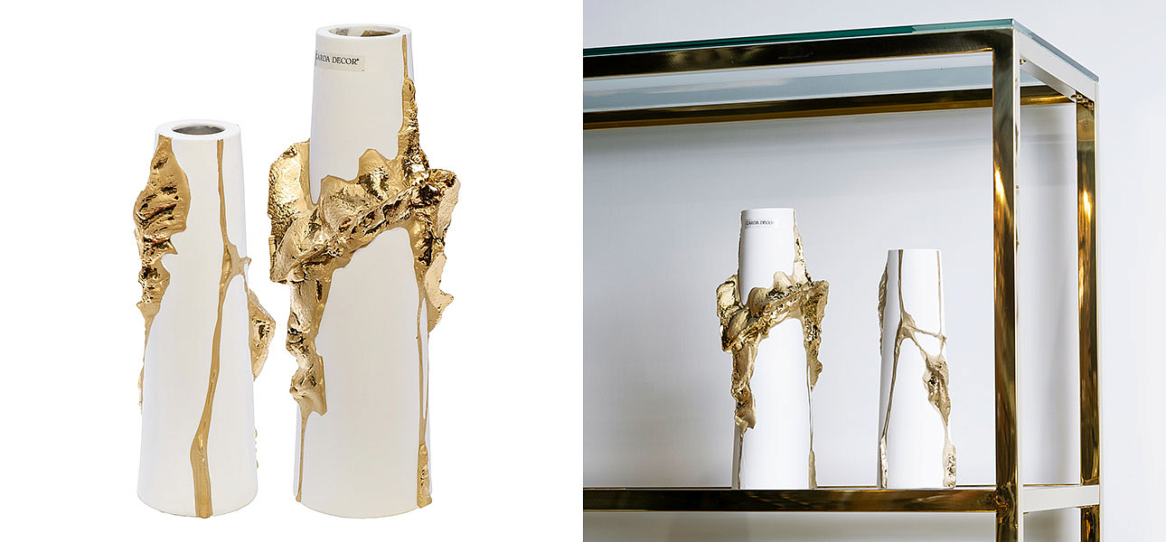 Ваза Rhea white with gold 30 Ваза Rhea white with gold 30 - Loft-Concept в Саратове
