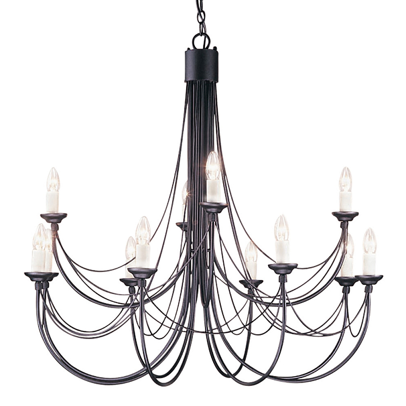 Люстра черного цвета ручной работы с канделябрами и переплетенной проволочной драпировкой Elstead Lighting Черный Белый в Саратове | Loft Concept 