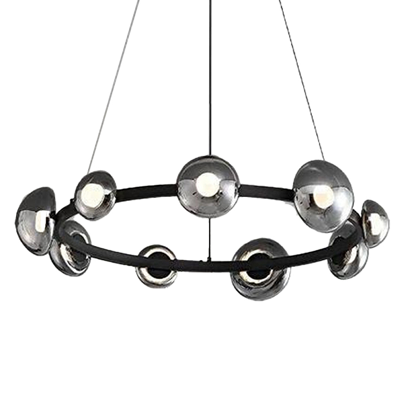 Люстра подвесная светодиодная в форме кольца Gray Ring Chandelier Серый Хром Люстра подвесная светодиодная в форме кольца Gray Ring Chandelier Серый Хром в Саратове | Loft Concept